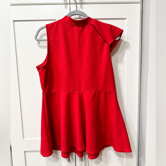 MyBump Red Erin Mock Neck Peplum Top - Picture 2 of 2